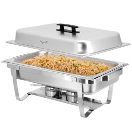 MegaChef 9.5 Quart Foldable Stainless Steel Professional Chafing Dish/Food Warmer/Buffet Server Serving Trays